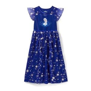 Disney Frozen Royal Blue Elsa Snowflake Dress Size 4/5